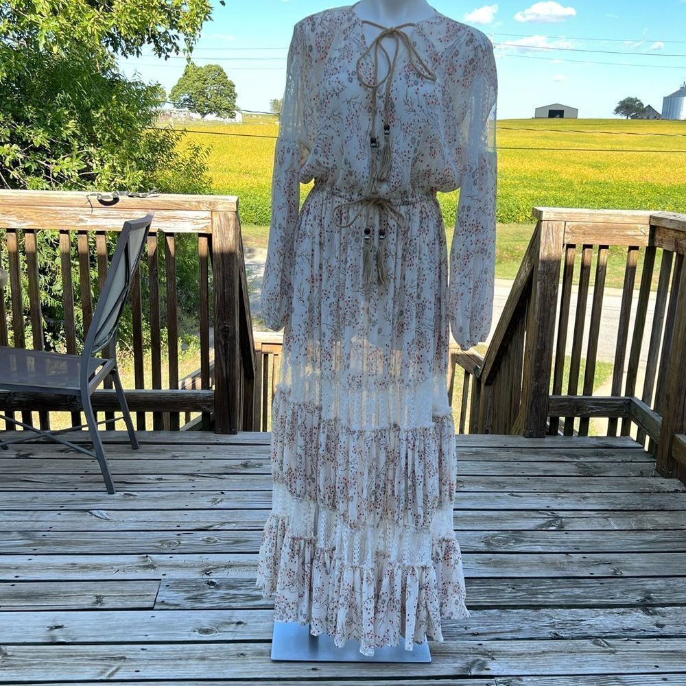 Island Tribe Manda Floral Boho Style Maxi Dress Size Small - Picture 7 of 7